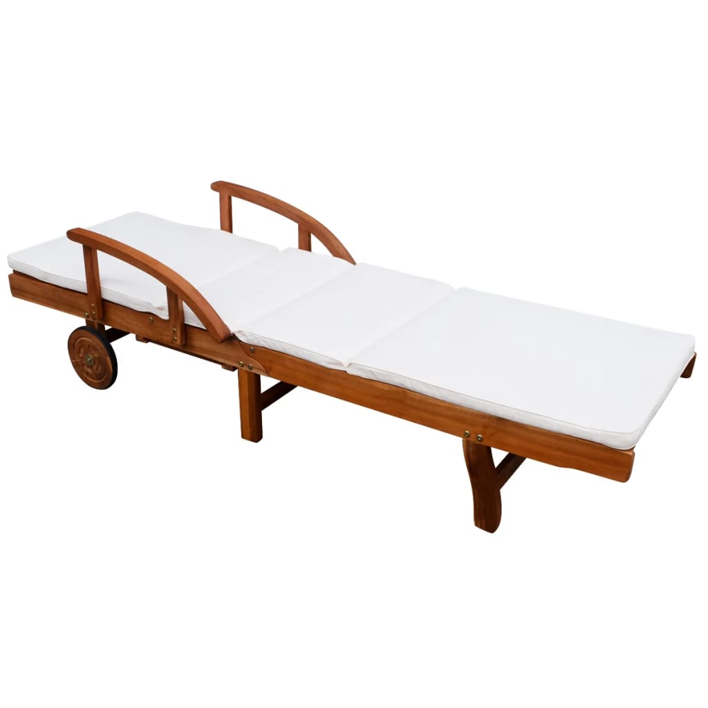 Galleria Design Sun Lounger with Cushion Solid Acacia Wood