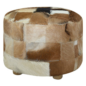 Galleria Design Pouffe Goatskin Leather Round 50x50x45 cm