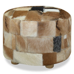 Galleria Design Pouffe Goatskin Leather Round 50x50x45 cm