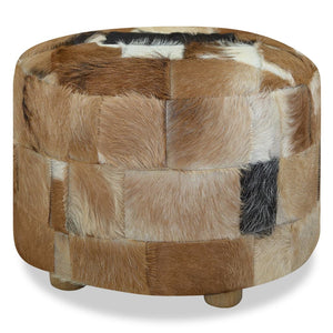Galleria Design Pouffe Goatskin Leather Round 50x50x45 cm