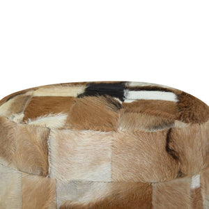 Galleria Design Pouffe Goatskin Leather Round 50x50x45 cm