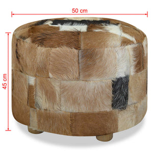 Galleria Design Pouffe Goatskin Leather Round 50x50x45 cm