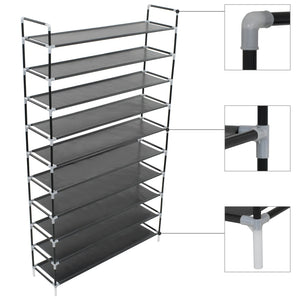 Galleria Design Shoe Rack with 10 Shelves Metal and Non-woven Fabric Black