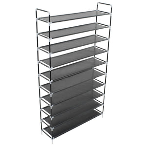 Galleria Design Shoe Rack with 10 Shelves Metal and Non-woven Fabric Black