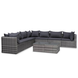 Galleria Design 8 Piece Garden Lounge Set with Cushions Poly Rattan Grey