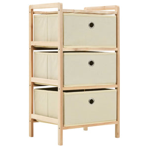 Galleria Design Storage Rack with 3 Nonwoven Baskets Cedar Wood Beige