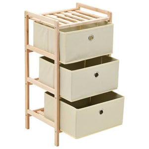 Galleria Design Storage Rack with 3 Nonwoven Baskets Cedar Wood Beige