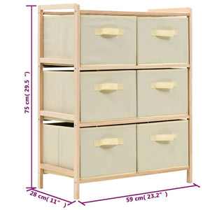 Galleria Design Storage Rack with 6 Fabric Baskets Cedar Wood Beige