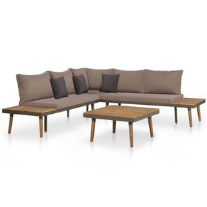 Galleria Design 4 Piece Garden Lounge Set with Cushions Solid Acacia Wood Brown
