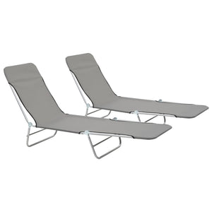 Galleria Design Folding Sun Loungers 2 pcs Steel and Fabric Grey