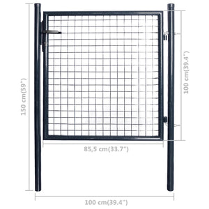 Galleria Design Mesh Garden Gate Galvanised Steel 100x100 cm Grey