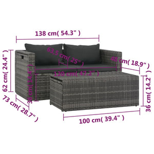 Galleria Design 6 Piece Garden Lounge Set with Cushions Poly Rattan Grey