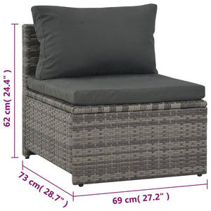 Galleria Design 6 Piece Garden Lounge Set with Cushions Poly Rattan Grey