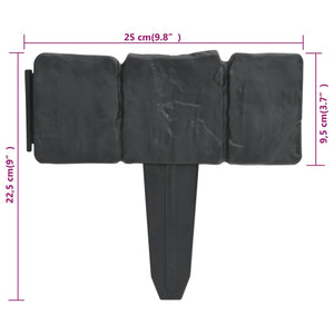 Galleria Design Plastic Garden / Lawn Fence Stone Look 41 pcs 10 m