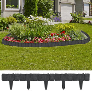 Galleria Design Plastic Garden / Lawn Fence Stone Look 41 pcs 10 m
