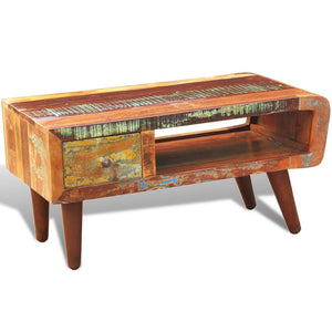 Galleria Design Coffee Table with Curved Edge 1 Drawer Reclaimed Wood