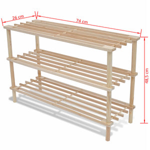 Galleria Design 3-Tier Shoe Racks 2 pcs Solid Fir Wood