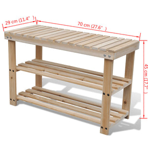 Galleria Design 2-in-1 Shoe Rack with Bench Top Solid Fir Wood