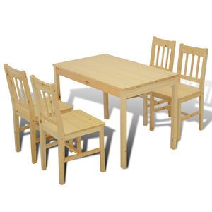 Galleria Design Dining Set 5 Pieces Pine Wood Brown
