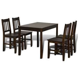 Galleria Design Dining Set 5 Pieces Pine Wood Brown