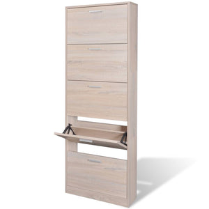 Galleria Design Oak Look Wooden Shoe Cabinet with 5 Compartments