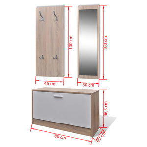 Galleria Design Oak and White 3-in-1 Wooden Shoe Cabinet Set
