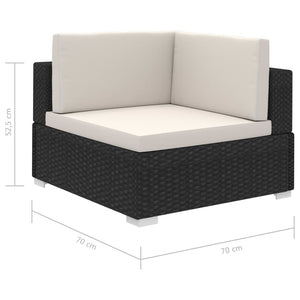 Galleria Design 8 Piece Garden Lounge Set with Cushions Poly Rattan Black