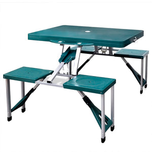 Galleria Design Foldable Camping Table Set with 4 Stools Aluminium Extra Light Green