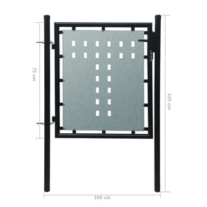 Galleria Design Black Single Door Fence Gate 100 x 125 cm