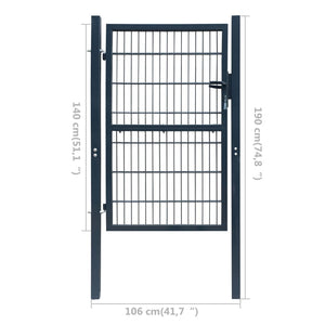 Galleria Design 2D Fence Gate (Single) Anthracite Grey 106 x 190 cm
