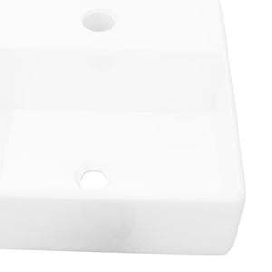Galleria Design Ceramic Bathroom Sink Basin with Faucet Hole White Square