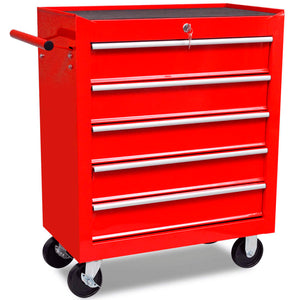 Galleria Design Workshop Tool Trolley 5 Drawers Red