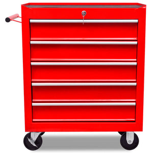 Galleria Design Workshop Tool Trolley 5 Drawers Red