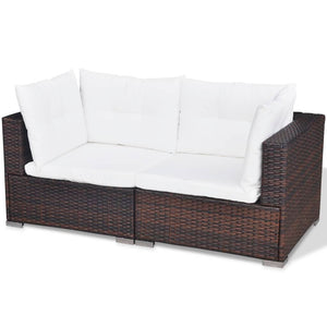 Galleria Design 5 Piece Garden Lounge Set with Cushions Poly Rattan Brown