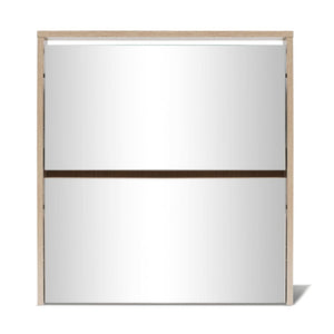 Galleria Design Shoe Cabinet 2-Layer Mirror Oak 63x17x67 cm