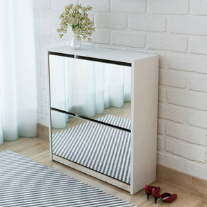 Galleria Design Shoe Cabinet 2-Layer Mirror White 63x17x67 cm