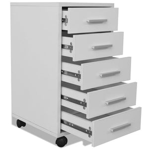 Galleria Design Office Drawer Unit with Castors 5 Drawers White