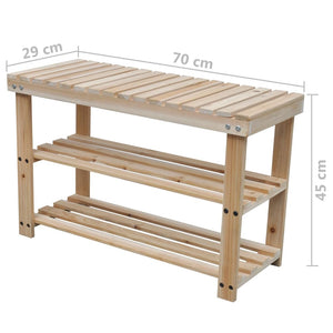 Galleria Design 2-in-1 Shoe Rack with Bench Top 2 pcs Solid Wood