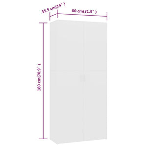 Galleria Design Shoe Cabinet White 80x35.5x180 cm Engineered Wood