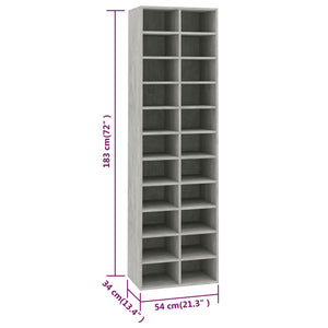 Galleria Design Shoe Cabinet Concrete Grey 54x34x183 cm Engineered Wood
