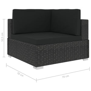 Galleria Design 8 Piece Garden Lounge Set with Cushions Poly Rattan Black