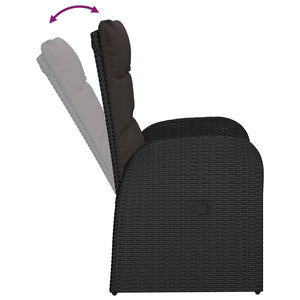 Galleria Design Reclining Garden Chairs 2 pcs with Cushions Poly Rattan Black