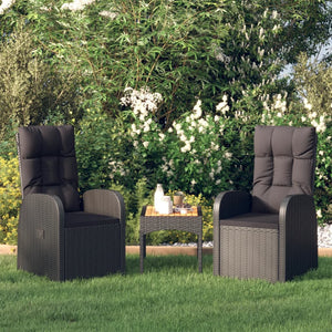 Galleria Design Reclining Garden Chairs 2 pcs with Cushions Poly Rattan Black
