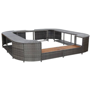 Galleria Design Square Spa Surround Grey 268 x 268 x 55 cm Poly Rattan