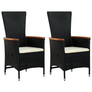 Galleria Design Outdoor Chairs 2 pcs with Cushions Poly Rattan Black
