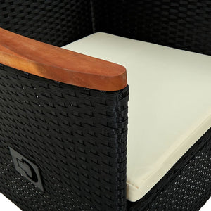 Galleria Design Outdoor Chairs 2 pcs with Cushions Poly Rattan Black