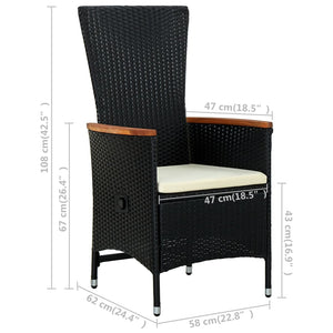 Galleria Design Outdoor Chairs 2 pcs with Cushions Poly Rattan Black