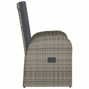 Galleria Design Reclining Garden Chairs 2 pcs with Cushions Poly Rattan Grey