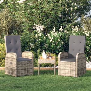 Galleria Design Reclining Garden Chairs 2 pcs with Cushions Poly Rattan Grey
