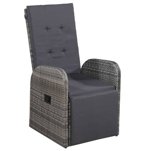 Galleria Design Reclining Garden Chair with Cushion Poly Rattan Grey